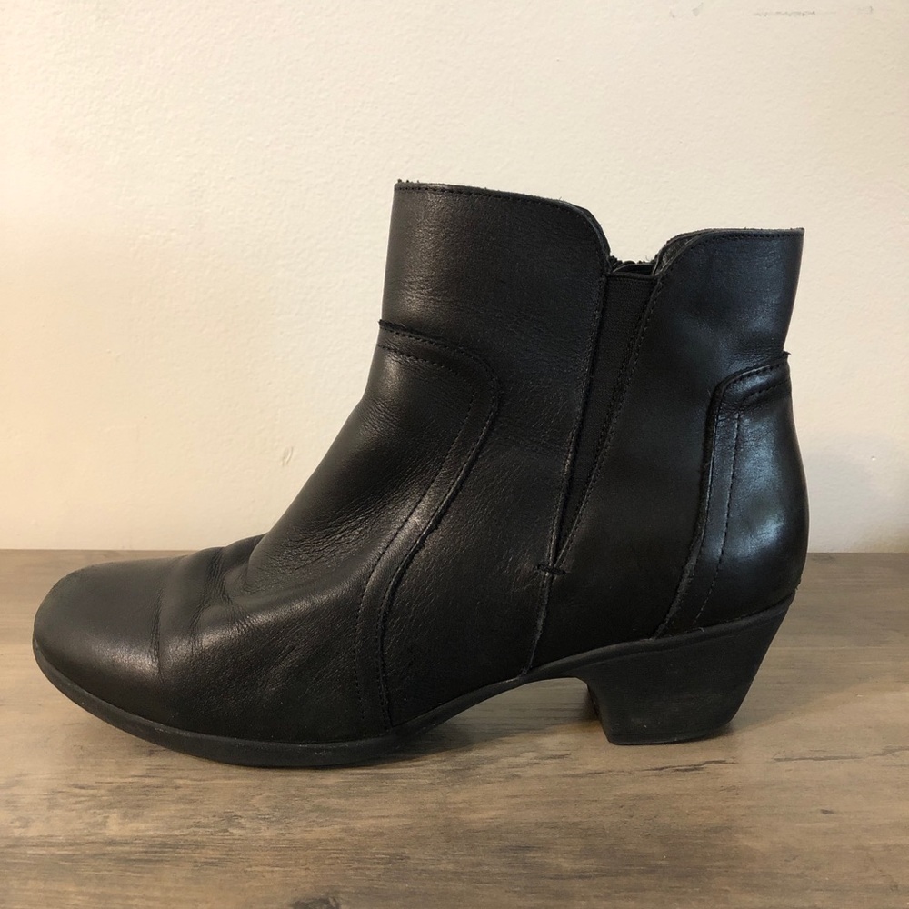 Abella Black Leather Booties with Comfort Sole